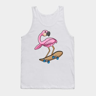 Flamingo as Skater with Skateboard Tank Top